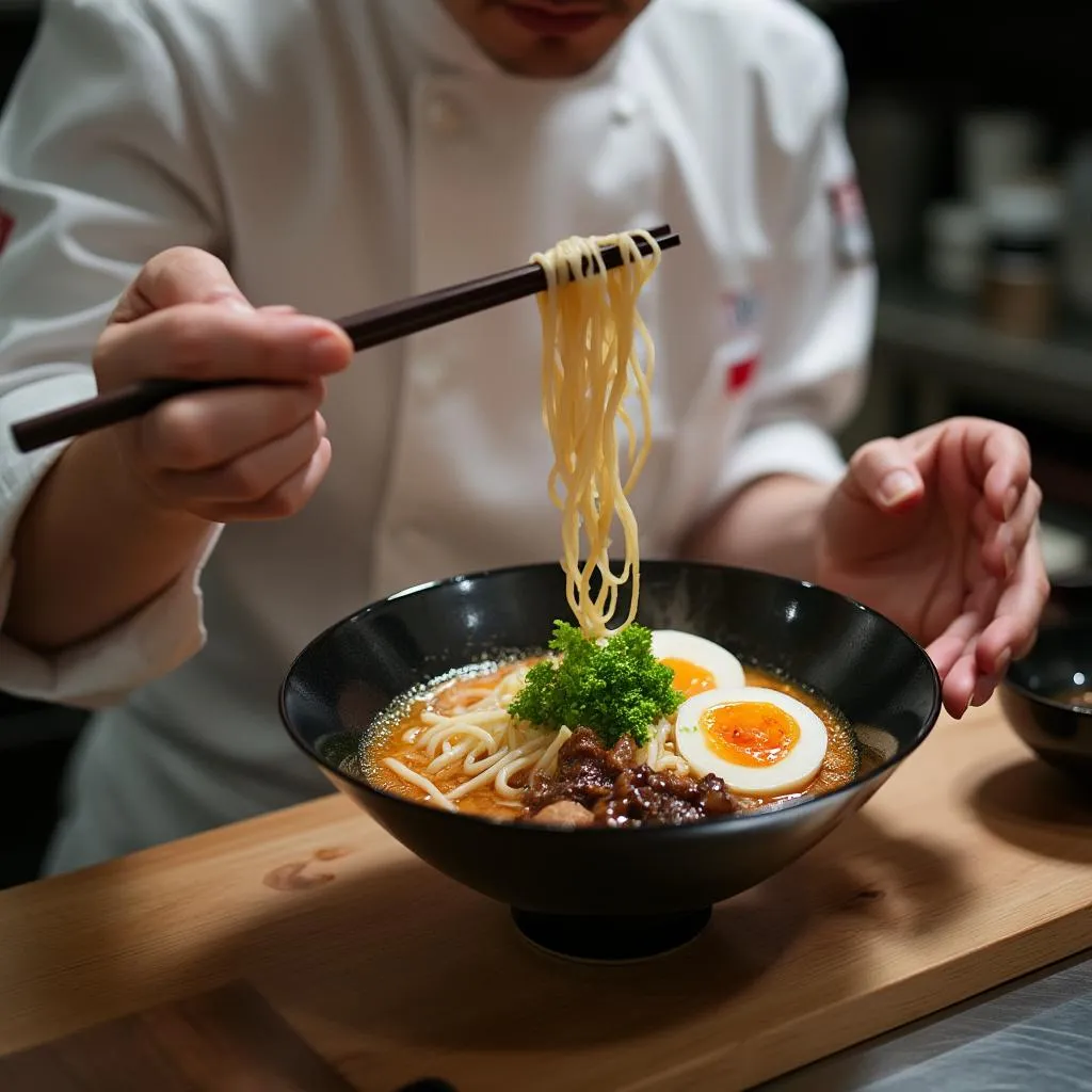 Emplatado artístico de ramen