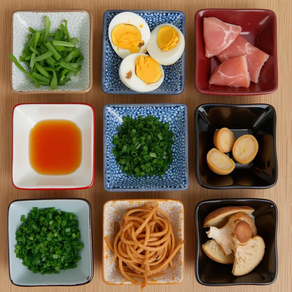 Preparación de toppings para ramen